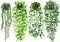 4 Pack Faux Artificial Hanging Plants, Fake Potted Greenery with Eucalyptus Vine, Mandala, Pea Pod Leaves & String of Pearls in Pots for Office, Living Room, Bathroom, Indoor & Outdoor Décor